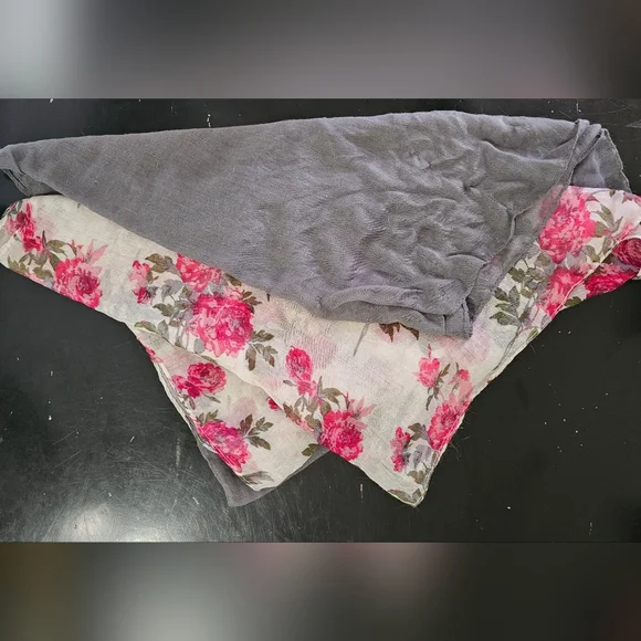Lightweight Infinity Floral & Gray Scarf Duo - Picture 1 of 5